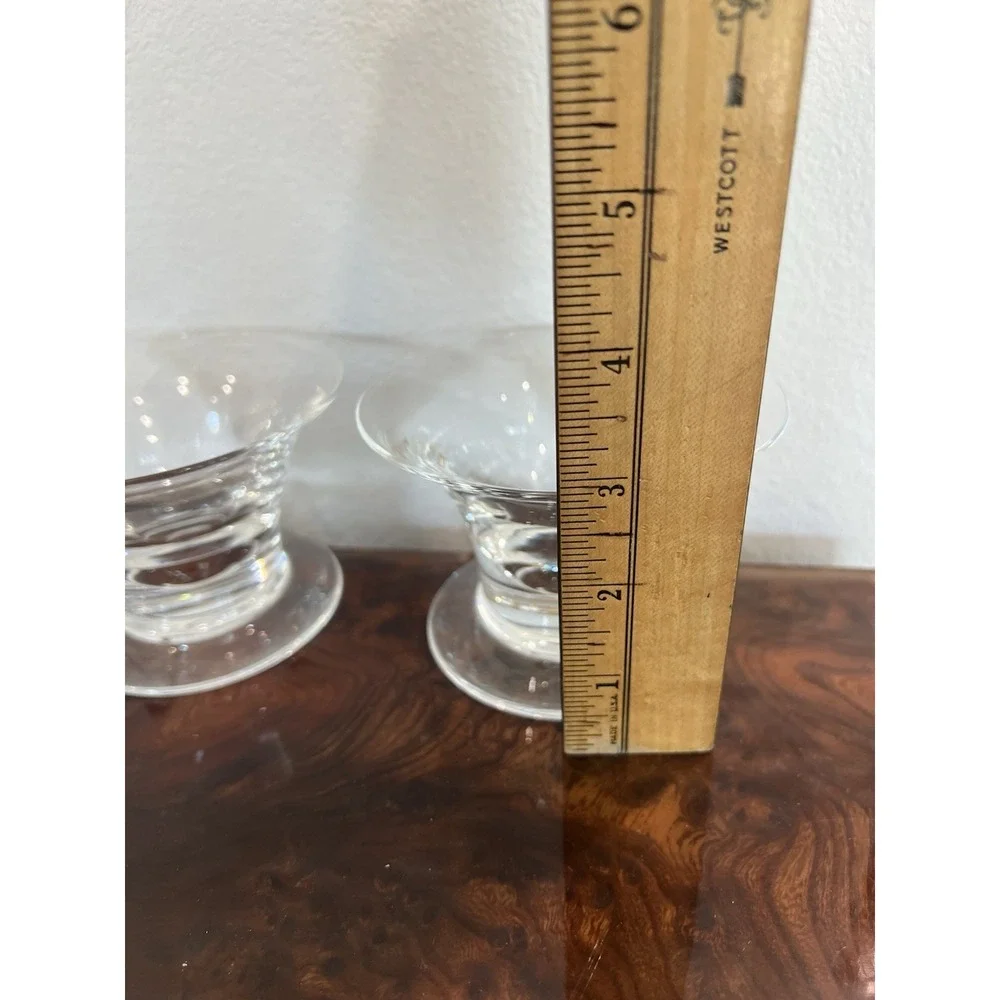 Pair Steuben Signed Crystal Mid Century Modern Fruit Seafood Cocktail Glasses 3